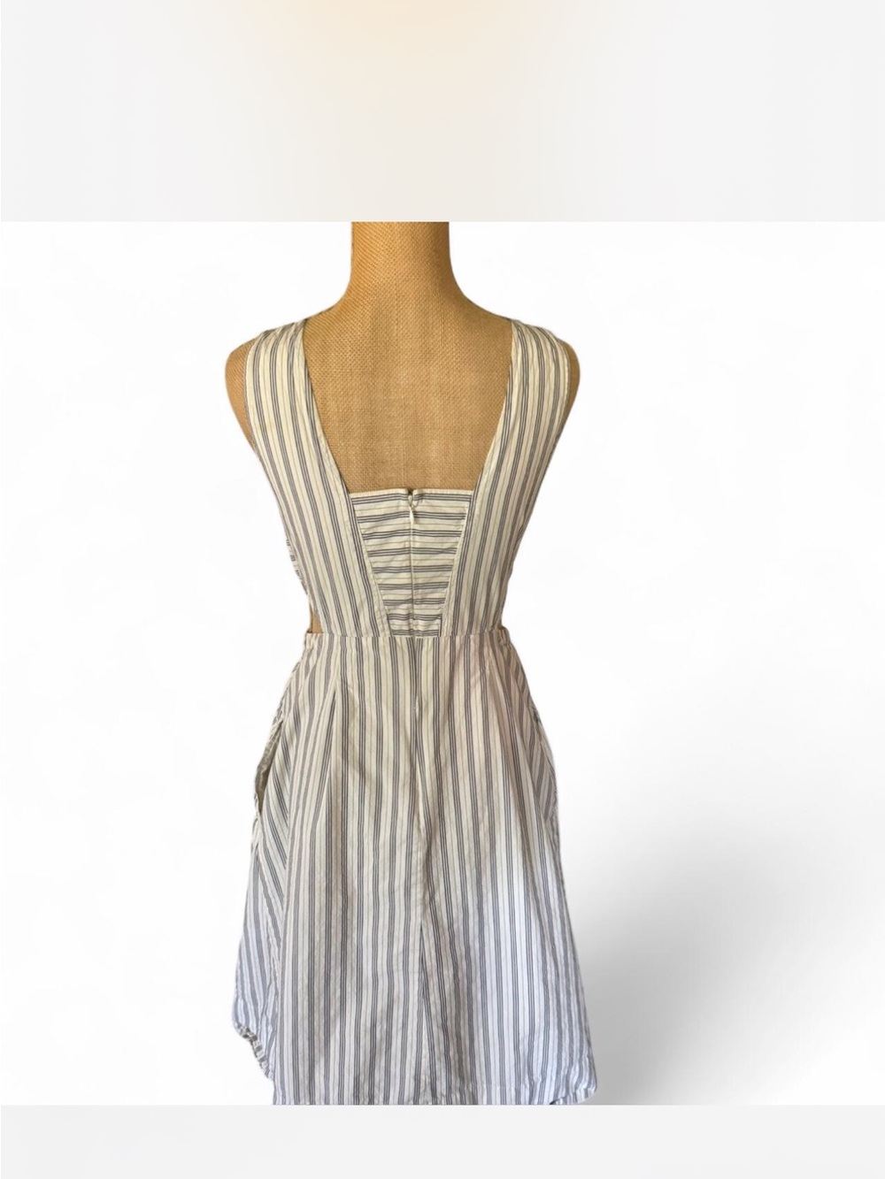 Madewell Cream and Gray Striped Midi Pinafore - Picture 6 of 8